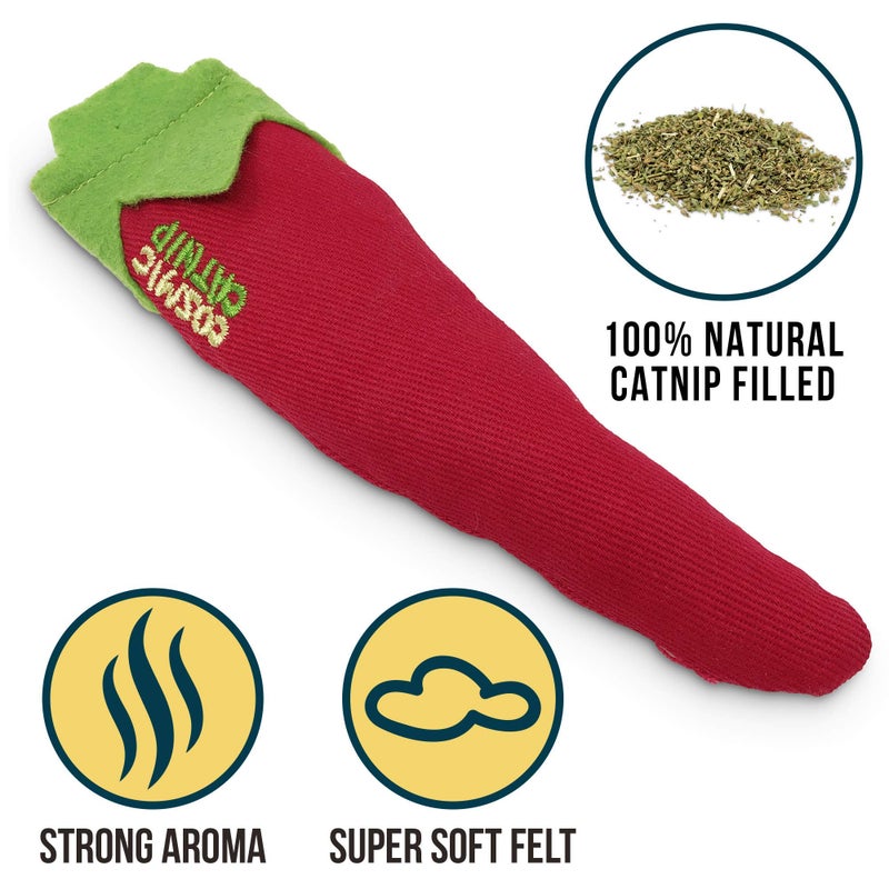 Our Pets Cosmic OurPets 100-Percent North American Catnip Filled Chili Cat Toy-Hot Stuff (Interactive Cat Toys; Catnip Toys) - Image 2
